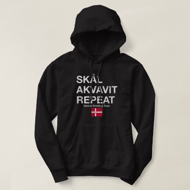 Skal, Akvavit, Upprepa Dansk Danmark Danmark Danma Hoodie (Design framsida)