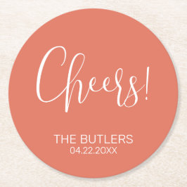 Skål! Anpassningsbar Terracotta Bröllop Papper Und Underlägg Papper Rund