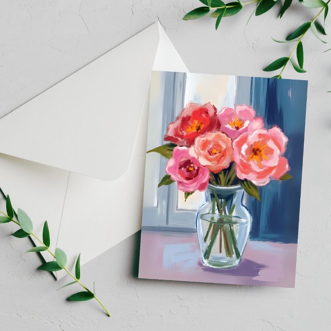 Skål av glas med bukett av rosa rosor romantisk bl (Skapare uppladdad)