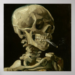 Skal av Skeleton med brännande cigarett, 1885 Poster