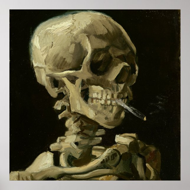 Skal av Skeleton med brännande cigarett, 1885 Poster (Framsidan)