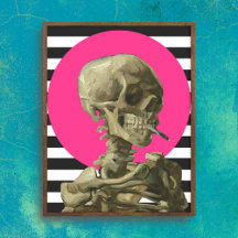 Skal av Skeleton med brännande cigarett