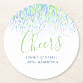 Skål blågrön modern konst vattenfärgspunkter underlägg papper rund