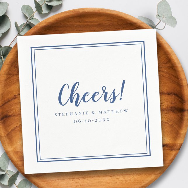 Skål Bröllopsfirande Modern marinblå Pappersservett (Cheers Wedding Celebrations Modern Navy Blue Napkins)