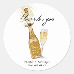 Skål Champagne Förlovning Tack Runt Klistermärke