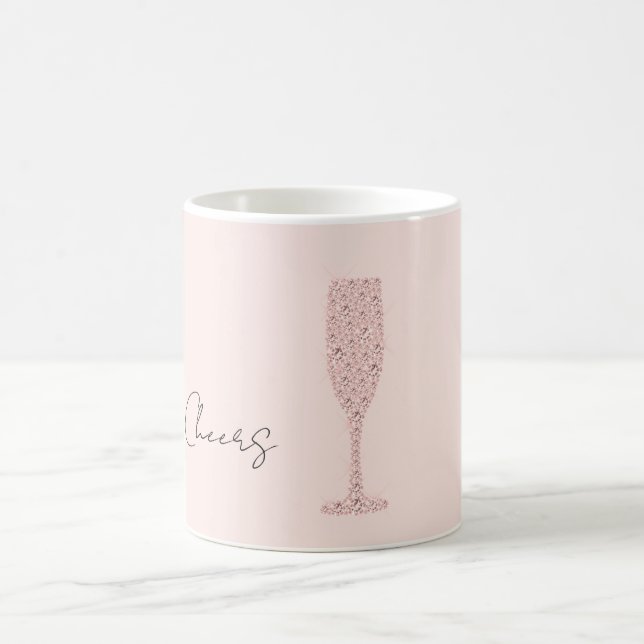 Skål Champagneglas Rosa Glitter Kaffemugg (Center)