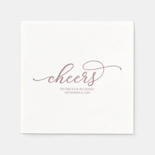 Skål - Chic Rosa Guld Script Bröllopsservetter Pappersservett