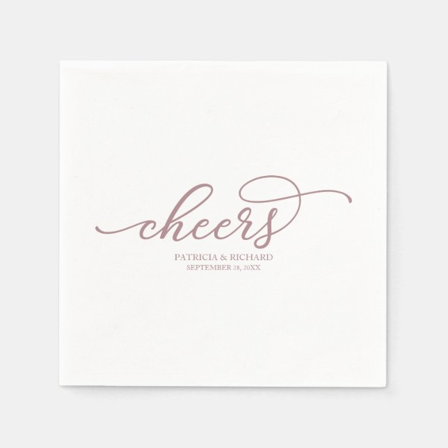 Skål - Chic Rosa Guld Script Bröllopsservetter Pappersservett (Framsidan)