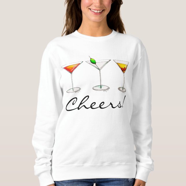 Skål! Cocktail Drinks Martini Cosmo Manhattan Tee Shirt (Framsida)