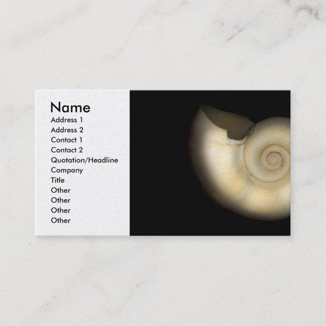 Skal - Conchologi - Nautilus Visitkort (Framsida)