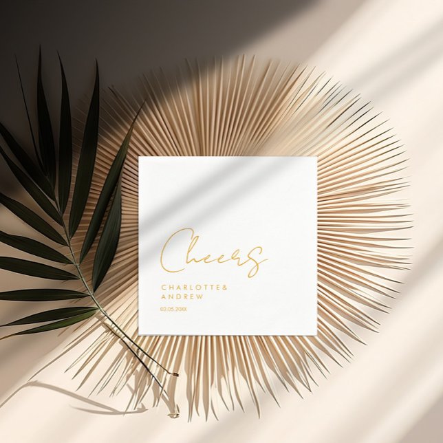 Skål! Elegant, minimal, handskrift Pappersservett (Cheers! Customer specific elegant, minimal, handwriting wedding napkins.)