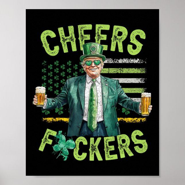 Skål Ers St Patricks Day Roligt Öl Drickande Sant Poster (Framsidan)