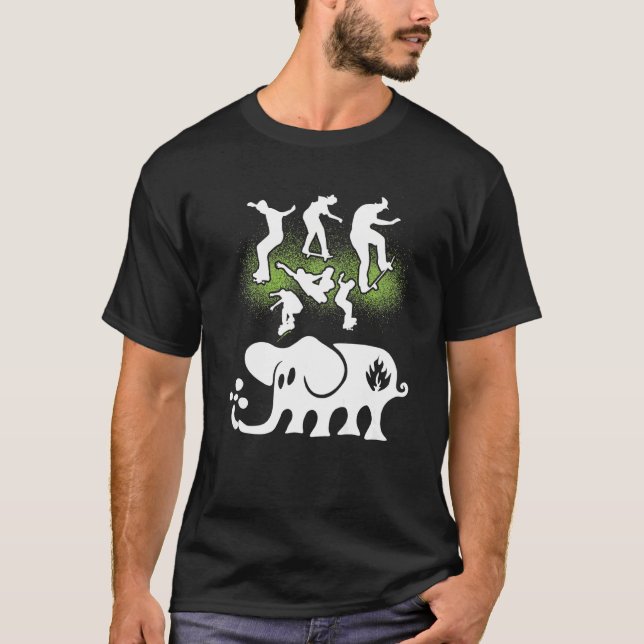 Skal  etiketter Elefant Skateboard T Shirt (Framsida)