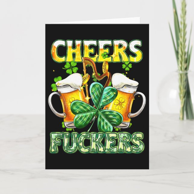Skål Fckers St Patricks Day Roligt Dricka Öl  Kort (Framsida)