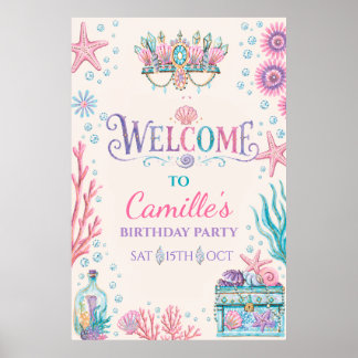 Skal-fest Mermaid Party Välkomst Poster