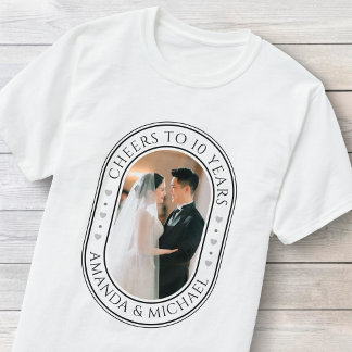 "Skål för 10 år" Bröllopsjubileumsfoto T Shirt
