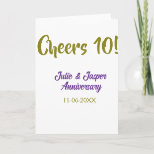Skål för 10-årsjubileum lila guld kort