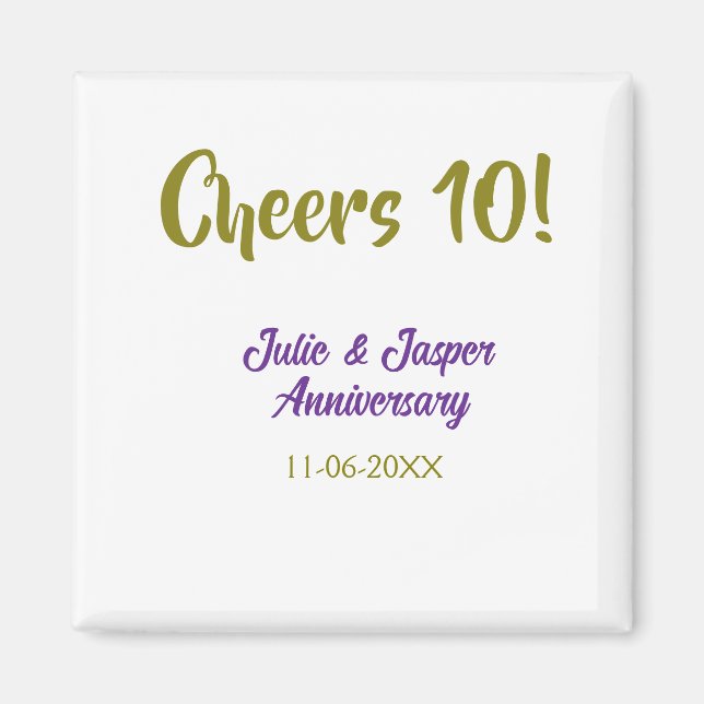 Skål för 10-årsjubileum lila guld magnet (Framsidan)