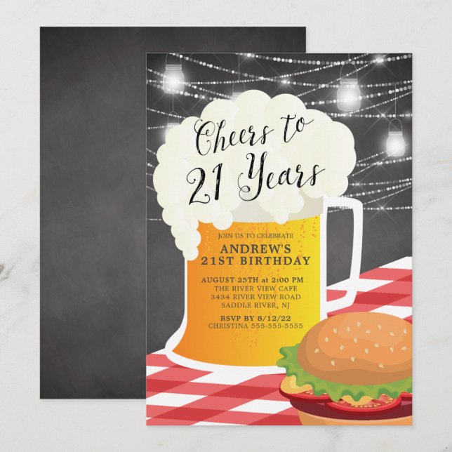 Skål för 21 år 21-årsfirande inbjudan (Fram/baksida)