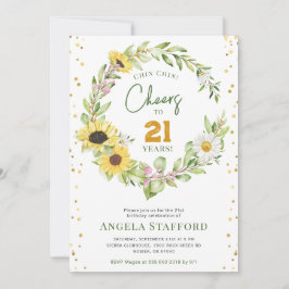 Skål för 21 års moderna solrosflickor inbjudningar