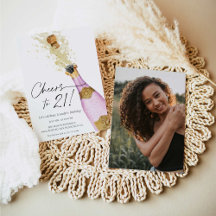 Skål för 21 födelsedag med lila och guld foto