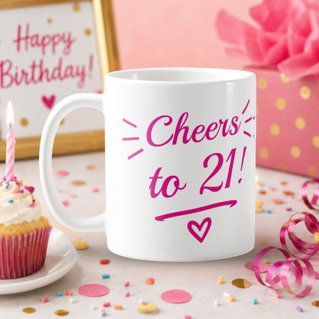 Skål för 21 rolig rosa milstolpe födelsedag kaffemugg (Skapare uppladdad)