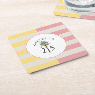 Skål för 25 Palm Beach Tropical Stripe Underlägg Papper Kvadrat