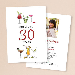 Skål för 30 år Cocktail Drinks Birthday Inbjudningar