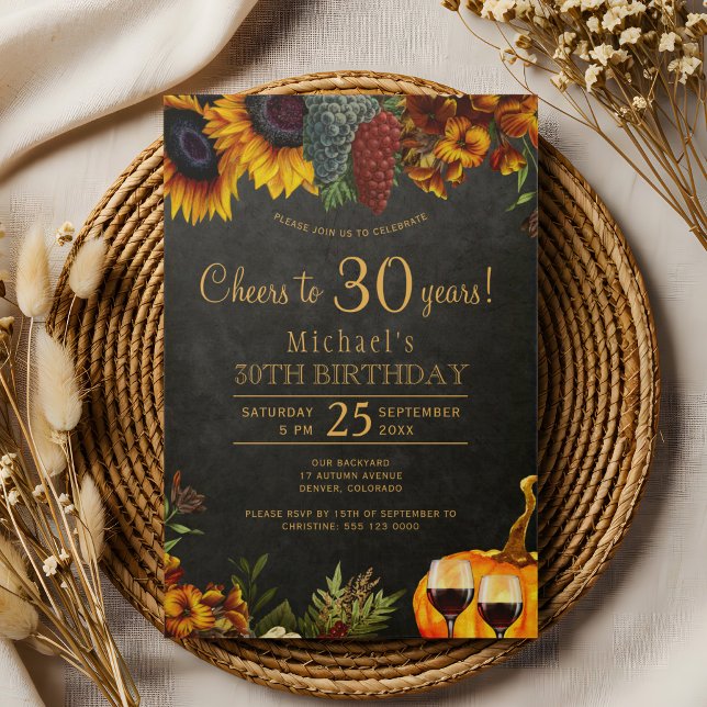 Skål för 30 år höst 30-årsfest  inbjudningar (Skapare uppladdad)