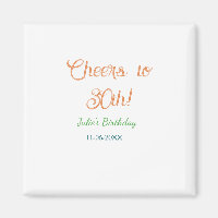 Skål för 30-årsdag namn datum orange grön blå