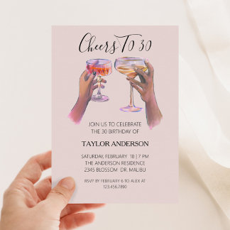 Skål för 30-årsfirande Cocktail-inbjudan Inbjudningar