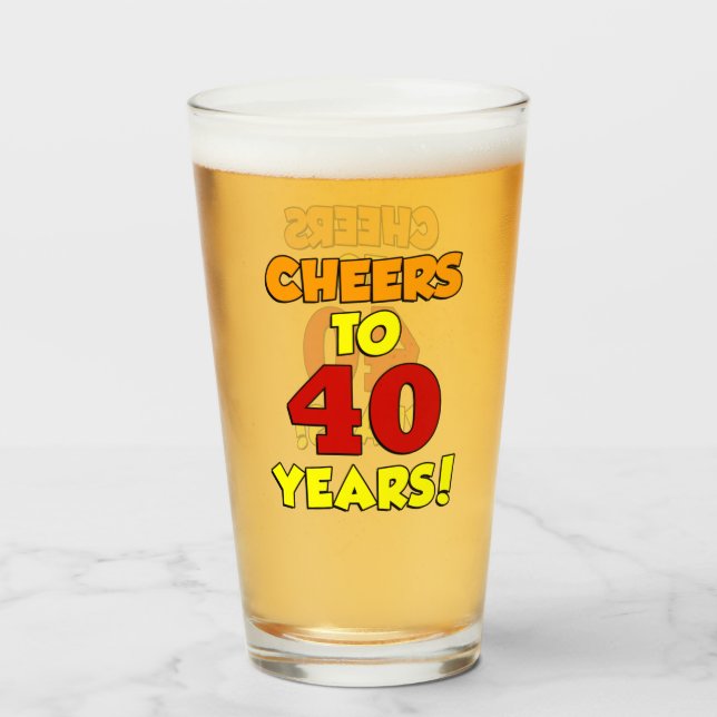 Skål för 40 år Färgat glas (Framsida fylld)