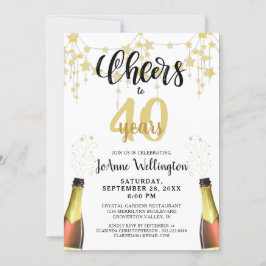 Skål för 40 års Black Guld Stars-skript Inbjudningar