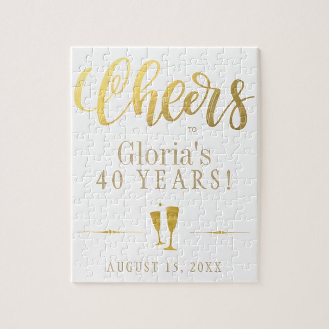 Skål för 40 års födelsedagspresent i personligen pussel (Vertikal)