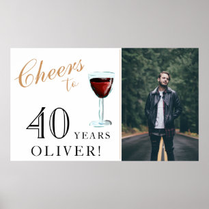 Skål för 40 års Red Vin 40:e födelsedagsfoto Poster