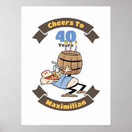 Skål för 40 års Tecknad av öl från födelsedag Poster
