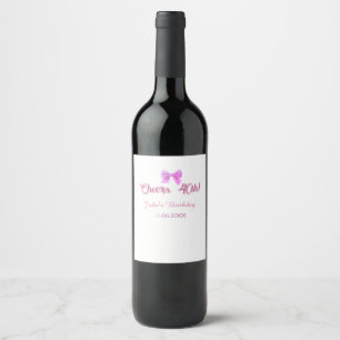 Skål för 40-årsdag namn datum mauve rosa slinga vinflaska etikett