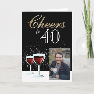 Skål för 40 Elegant Rött Vin Foto 40-årsdag Kort