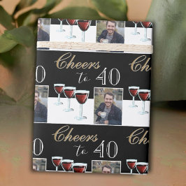 Skål för 40 Red Vin Glass Photo 40:e födelsedagen Presentpapper