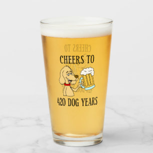 Skål för 420 Hund 60:e födelsedagsglas Glaskopp