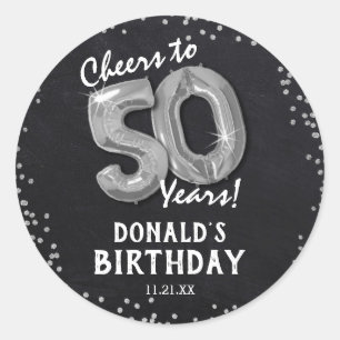 Skål för 50 år! 50-årsdag runt klistermärke