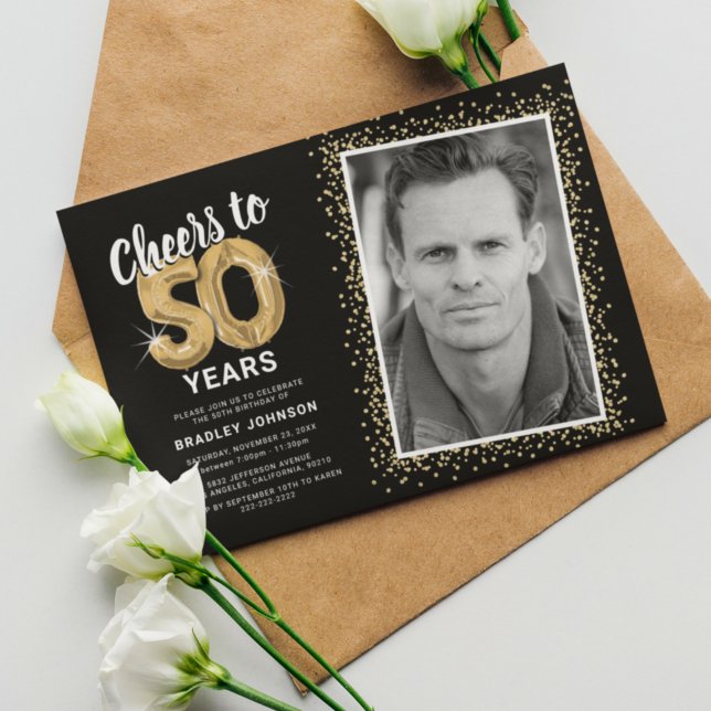 Skål för 50 år 50:e födelsedagsfoto inbjudningar (Skapare uppladdad)