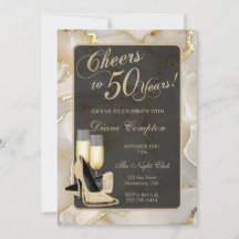 Skål för 50 år champagne och svart födelsedag