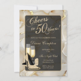 Skål för 50 år champagne och svart födelsedag inbjudningar