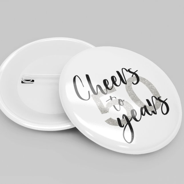 Skål för 50 år Glitter 50-årsdag Knapp (Skapare uppladdad)