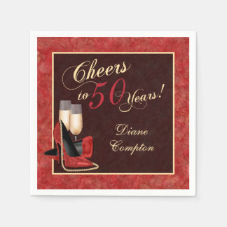 Skål för 50 år Red Guld Black Pappersservett