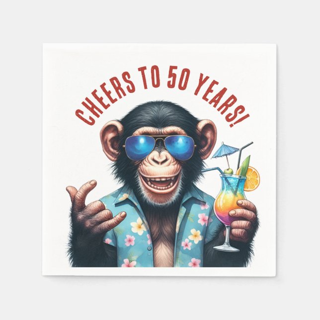 Skål för 50 år Summer Monkey 50-årsdag Pappersservett (Framsidan)