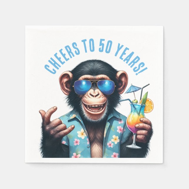 Skål för 50 år Summer Monkey 50-årsdag Pappersservett (Framsidan)