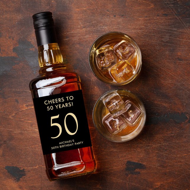 Skål för 50 år Svart Guld 50-årsfest Spritflaskor Etikett (Skapare uppladdad)