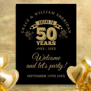 Skål för 50-års bröllopsjubileum välkomstskylt poster